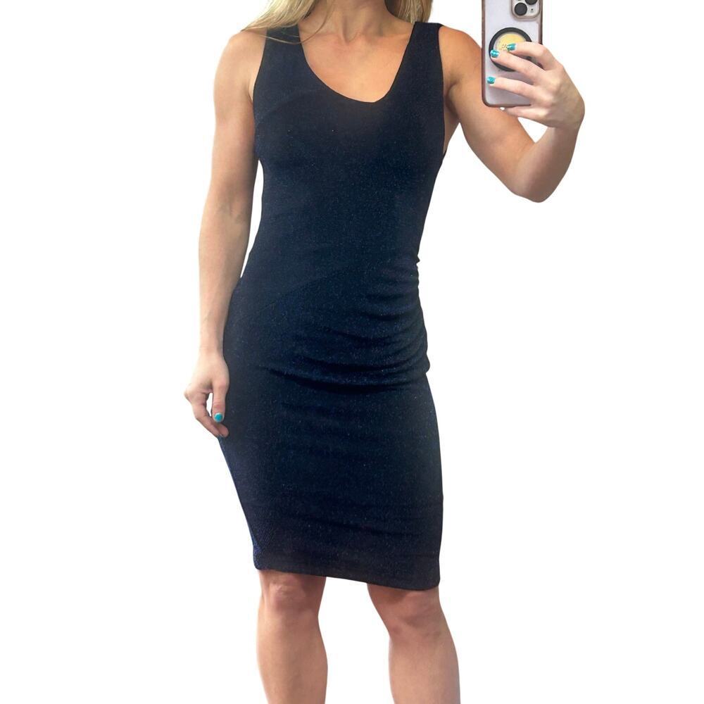 Alice + Olivia Midnight Blue Metallic Ruched Dress